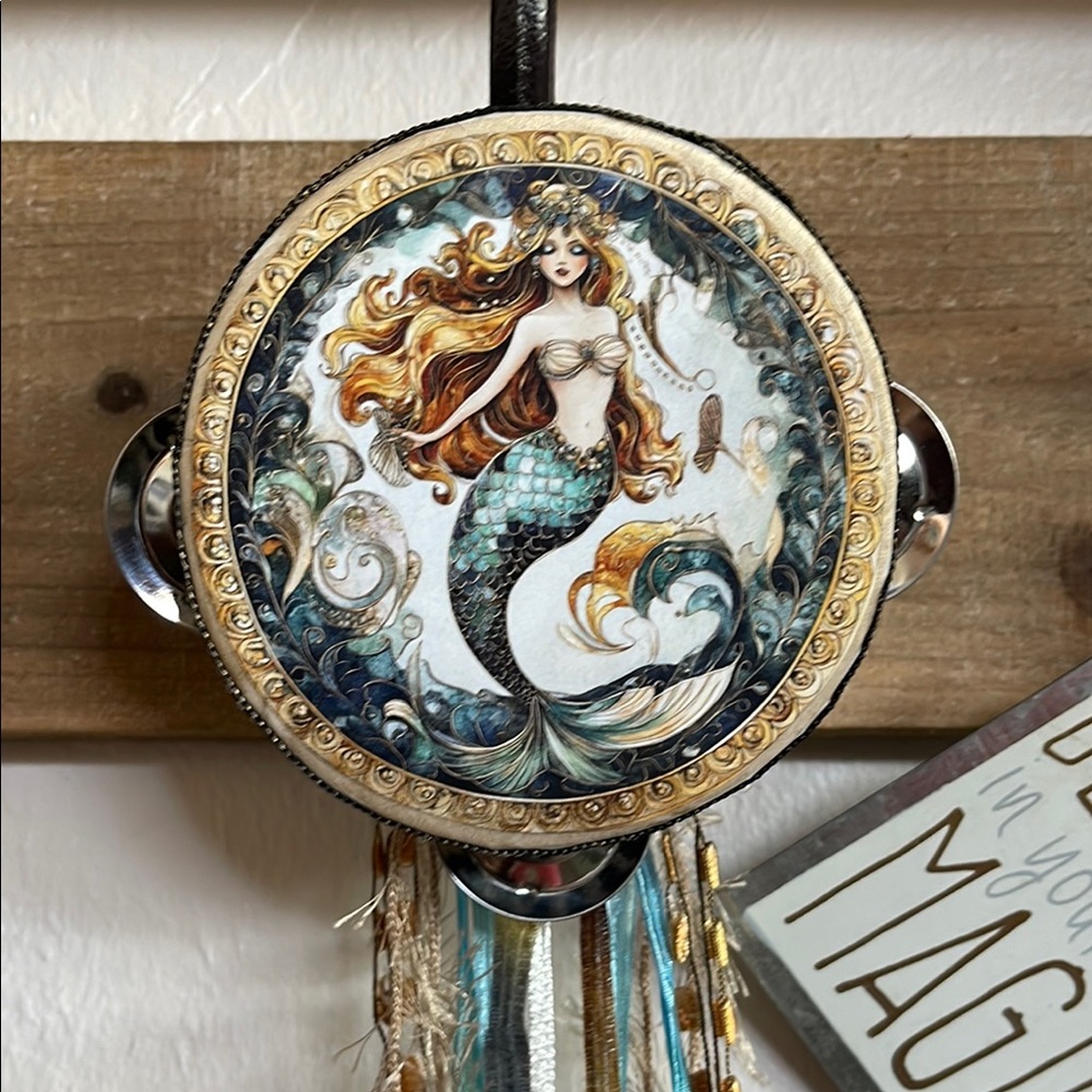 Mermaid Tambourine with Colorful Design